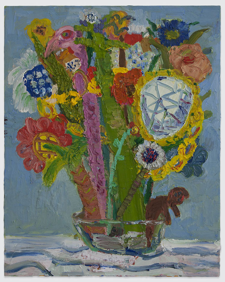 Georgina-Gratrix_Untitled-Flowers-with-Monkey_2014_Oil-on-Canvas_100-x-80-cm