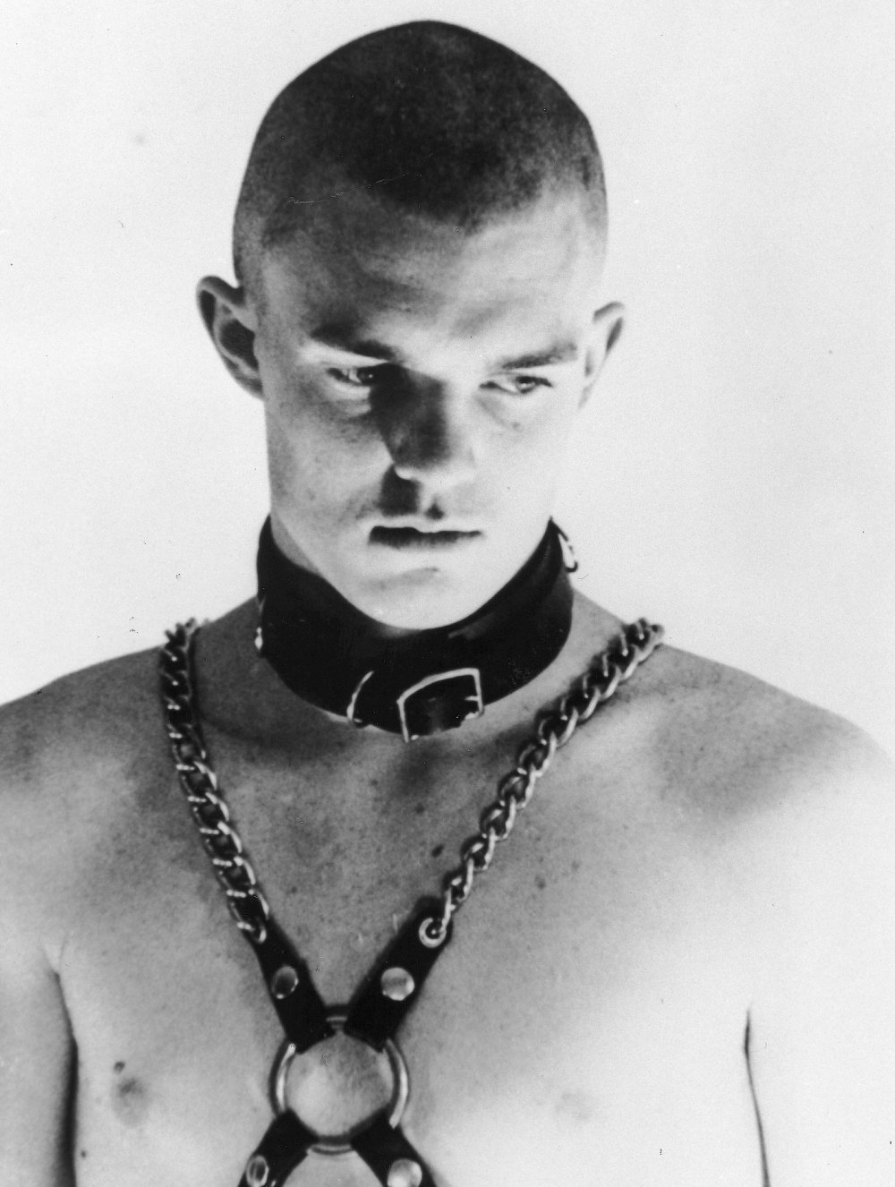 no-skin-off-my-ass-1991-001-klaus-von-brucker-skinhead-leather-collar-chains-on-bare-chest